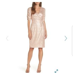 Eliza J sequin faux wrap dress